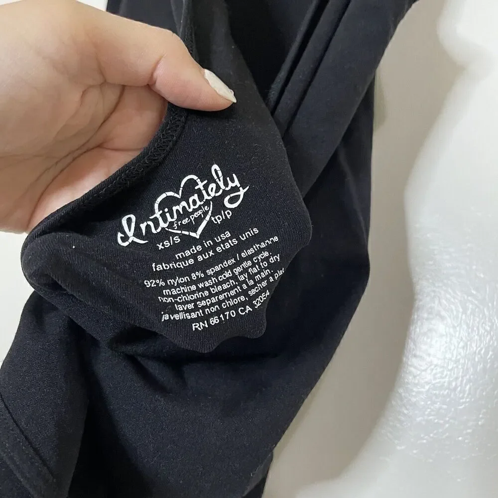 Free People Intimate Seamless scoop back black sleeveless bodysuit size xs/s